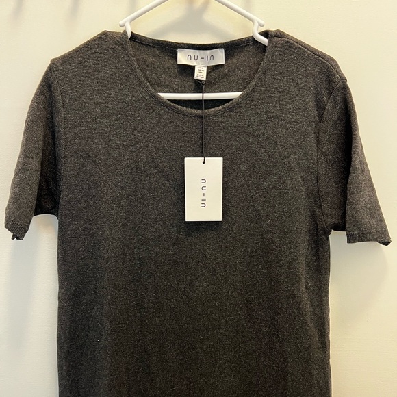 New NU-IN (Sustainable European Brand) Short Sleeve Maxi Dress Dark Grey - Picture 2 of 5